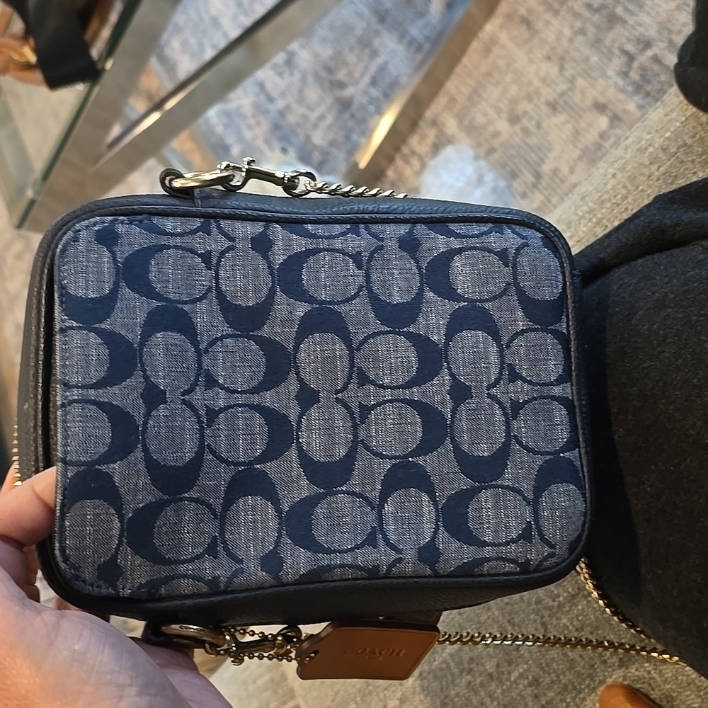 Authentic Coach Black Leather Bag with Embossed Patch